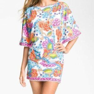 Trina Turk ‘Cherry Blossoms’ Cold Shoulder Swim Cover-Up Tunic, NWT